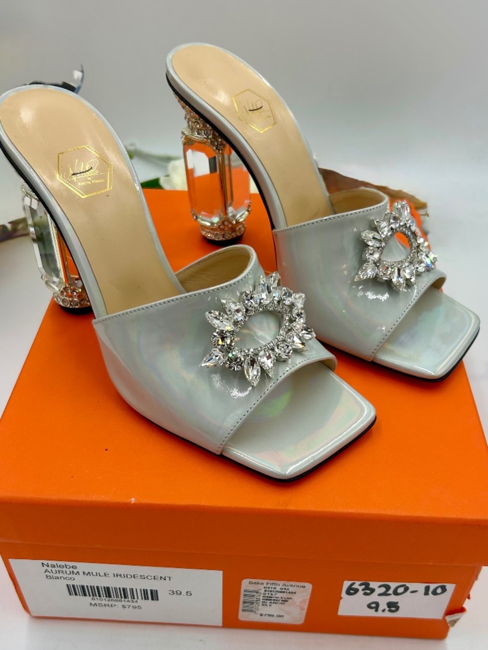 Women’s Nalebe Aurum Iridescent Mules. Size 9.5.  Made in Italy.